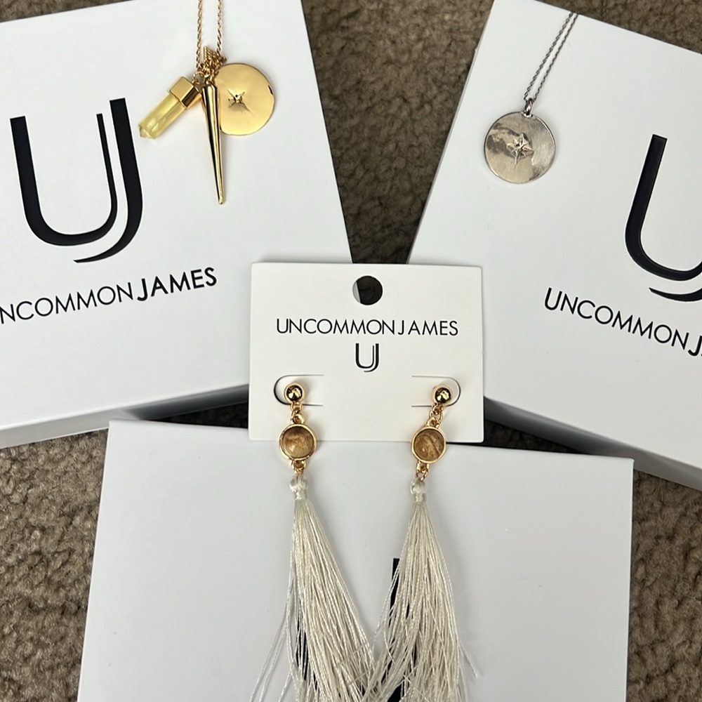 Uncommon James Charms & Silver Star Necklaces + Strawberry Fields Earrings